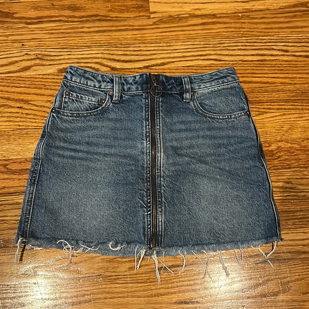 Free People Medium Wash Denim Skirt with Zipper - Size 24